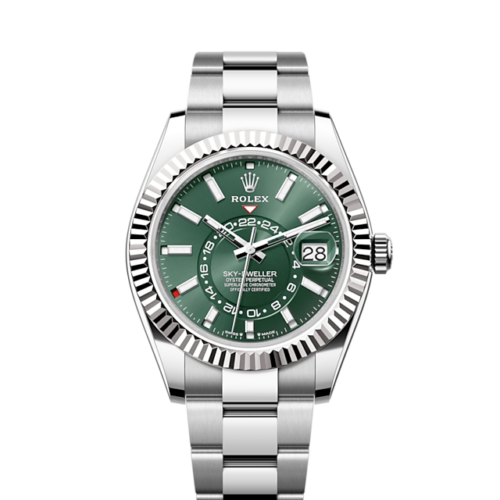 Rolex Sky-Dweller, 42mm, Oystersteel and 18k White Gold, Green, Oyster, Ref# 336934-0001